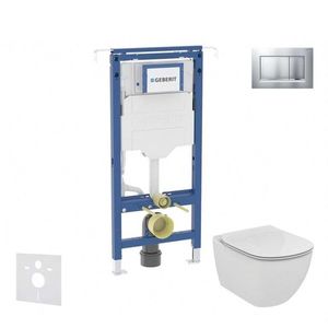 GEBERIT Duofix Set předstěnové instalace, klozetu a sedátka Ideal Standard Tesi, tlačítka Sigma30, chrom mat/chrom SANI11CD2108 obraz