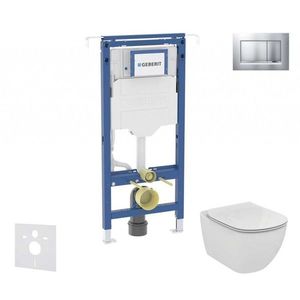 GEBERIT Duofix Set předstěnové instalace, klozetu a sedátka Ideal Standard Tesi, tlačítka Sigma30, Aquablade, SoftClose, matný chrom/chrom SANI11CD2112 obraz