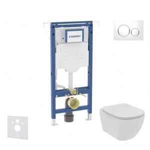 GEBERIT Duofix Set předstěnové instalace, klozetu a sedátka Ideal Standard Tesi, tlačítka Sigma20, Rimless, SoftClose, bílá/chrom SANI11CD3102 obraz