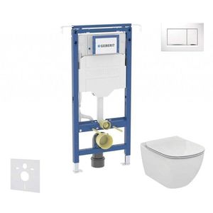 GEBERIT Duofix Set předstěnové instalace, klozetu a sedátka Ideal Standard Tesi, tlačítka Sigma30, bílá/chrom SANI11CD3129 obraz