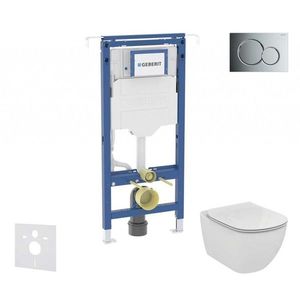GEBERIT Duofix Set předstěnové instalace, klozetu a sedátka Ideal Standard Tesi, tlačítka Sigma01, Aquablade, SoftClose, lesklý chrom SANI11CD3134 obraz
