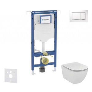 GEBERIT Duofix Set předstěnové instalace, klozetu a sedátka Ideal Standard Tesi, tlačítka Sigma30, Aquablade, SoftClose, bílá/lesklý chrom SANI11CD3138 obraz