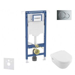 GEBERIT Duofix Set předstěnové instalace, klozetu a sedátka Villeroy Boch, tlačítka Sigma01, DirectFlush, SoftClose, CeramicPlus, lesklý chrom SANI11CK1108 obraz