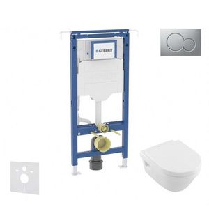 GEBERIT Duofix Set předstěnové instalace, klozetu a sedátka Villeroy Boch, tlačítka Sigma01, DirectFlush, SoftClose, CeramicPlus, matný chrom SANI11CK2109 obraz