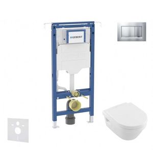 GEBERIT Duofix Set předstěnové instalace, klozetu a sedátka Villeroy Boch, tlačítka Sigma30, DirectFlush, SoftClose, CeramicPlus, matný chrom/chrom SANI11CK2115 obraz