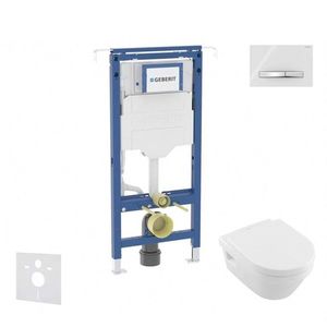 GEBERIT Duofix Set předstěnové instalace, klozetu a sedátka Villeroy Boch, tlačítka Sigma50, DirectFlush, SoftClose, CeramicPlus, alpská bílá SANI11CK3110 obraz