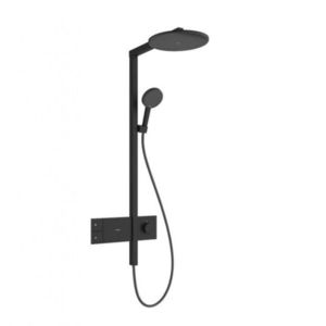 HANSGROHE Raindance Alive S Sprchový set s termostatem, průměr 30 cm, 3 proudy, EcoSmart, matná černá 24583670 obraz