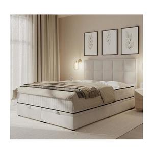 Čalouněná postel s matracemi a úložným prostorem GRACE 180x200 cm béžová obraz