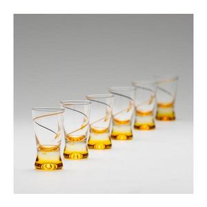 Sada 6x sklenice na panáky 25 ml čirá žlutá obraz