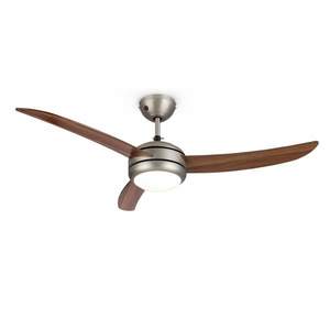 Klarstein El Paso, stropní ventilátor, 52", závit E -27, 3 lopatky, vzhled tmavého dubového dřeva obraz