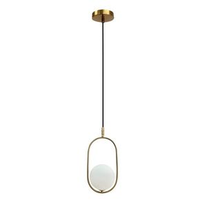Závěsná lampa Cordel, kartáčované zlato, 1x28W, G9, bílé stínidlo obraz