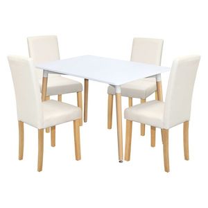 Jídelní stůl ONE 120x80 bílý + 4 židle PRIMA bílá/světlé nohy obraz