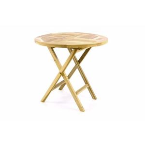 DIVERO 60388 Zahradní stůl sklopný z teakového dřeva - Ø 80 cm obraz