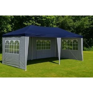 Zahradní stan 3×6 m – modrobílý, skládací, s klik systémem obraz