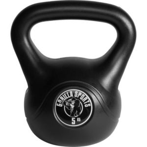 Gorilla Sports kettlebell činka, plast, černá, 5 kg obraz