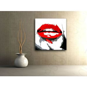 Ručně malovaný POP Art RED LIPS 1 dílný 100x100cm obraz