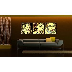 Ručně malovaný POP Art COMIX 3 dílný 150x50cm obraz