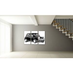 Ručně malovaný POP Art Mini Cooper 3 dílný 120x80cm obraz