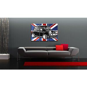 Ručně malovaný POP Art Mini Cooper 3 dílný 120x80cm obraz