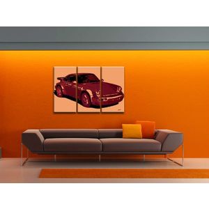 Ručně malovaný POP Art Porsche 911 3 dílný 120x80cm obraz