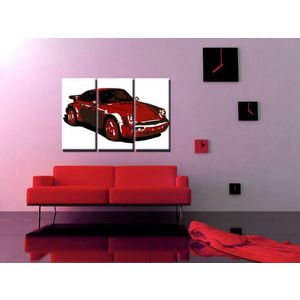 Ručně malovaný POP Art Porsche 911 3 dílný 120x80cm obraz