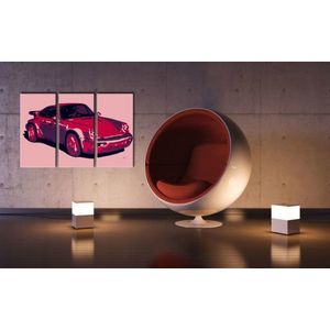 Ručně malovaný POP Art Porsche 911 3 dílný 120x80cm obraz