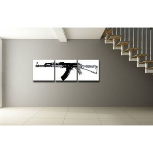 Ručně malovaný POP Art KALASHNIKOV 3 dílný 150x50cm obraz