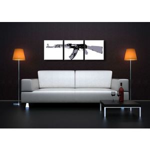 Ručně malovaný POP Art KALASHNIKOV 3 dílný 150x50cm obraz