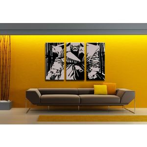 Ručně malovaný POP Art KILLER WITH YELLOW EYES 3 dílný 120x80cm obraz