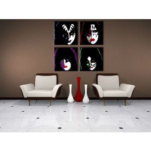 Ručně malovaný POP Art KISS 4 dílný 100x100cm obraz