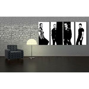 Ručně malovaný POP Art U2 IN BLACK 4 dílný 160x80cm obraz