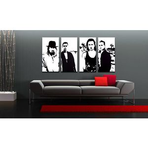 Ručně malovaný POP Art U2 IN BLACK 4 dílný 160x80cm obraz