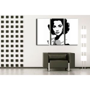 Ručně malovaný POP Art Elizabhet Taylor 3 dílný 120x80cm obraz