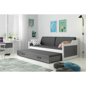 BMS Dětská postel s přistýlkou ​​DAWID 2 | bílá 90 x 200 cm Barva: Šedá obraz