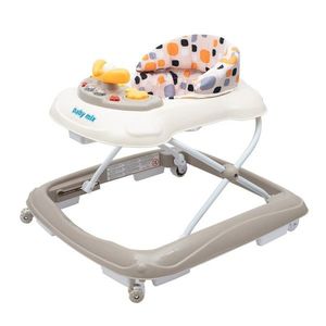 Dětské chodítko Baby Mix s volantem a silikonovými kolečky beige obraz