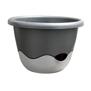 Samozavlažovací závěsný květináč Mareta, černá, 30 cm, Plastia, pr. 30 cm obraz