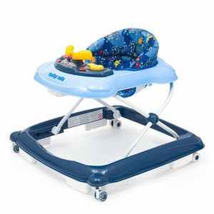 Dětské chodítko Baby Mix s volantem a silikonovými kolečky tmavě modrá obraz
