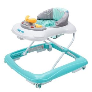 Dětské chodítko Baby Mix s volantem a silikonovými kolečky mátový obraz
