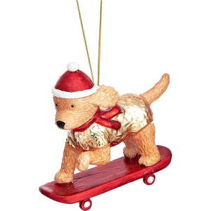Skleněná ručně vyrobená vánoční ozdoba 4 cm Skateboarding Cockapoo – Sass & Belle obraz