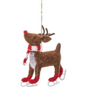 Textilní ručně vyrobená vánoční ozdoba 13 cm Skating Rudolph – Sass & Belle obraz