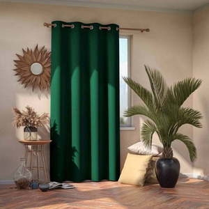 Tmavě zelený zatemňovací závěs AmeliaHome Eyelets Dark Green, 140 x 245 cm obraz