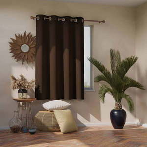 Tmavě hnědý zatemňovací závěs AmeliaHome Eyelets Dark Brown, 140 x 245 cm obraz