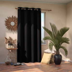Černý zatemňovací závěs AmeliaHome Eyelets Black, 140 x 245 cm obraz