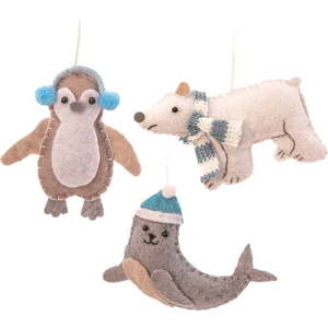 Textilní ručně vyrobené vánoční ozdoby v sadě 3 ks 6 cm Arctic Animals – Sass & Belle obraz
