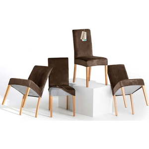 Hnědé napínací potahy v sadě 4 ks na židli 48 cm Sento – Restilo obraz