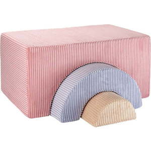 Růžový manšestrový dětský puf Rainbow – Wigiwama obraz
