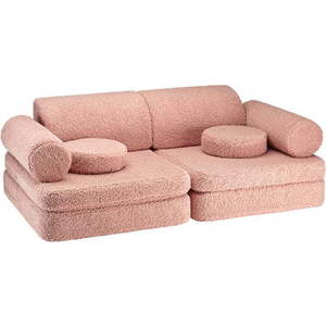 Růžová dětská pohovka z textilie bouclé 132 cm Settee – Wigiwama obraz