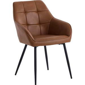 Hnědé jídelní židle v sadě 2 ks s područkami z imitace kůže Nolan Square – Unique Furniture obraz