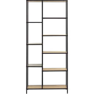 Černá/v přírodní barvě knihovna v dekoru dubu 80x180x35 cm Altino – Unique Furniture obraz