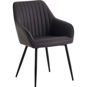 Tmavě šedé jídelní židle v sadě 2 ks s područkami z imitace kůže Nolan Stripe – Unique Furniture obraz